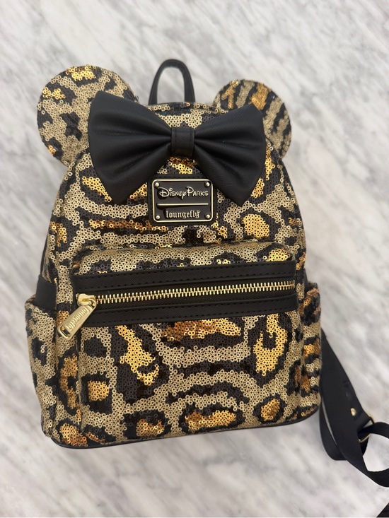 Disney Other - Disney Sequin Leopard Print Mini Backpack in Gold and Black
